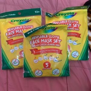 Crayola Reusable cloth face mask set of 5 in each bag for adults.Brand new